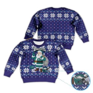 Santa Claus In Eagles Outfit Ugly Christmas Sweater1