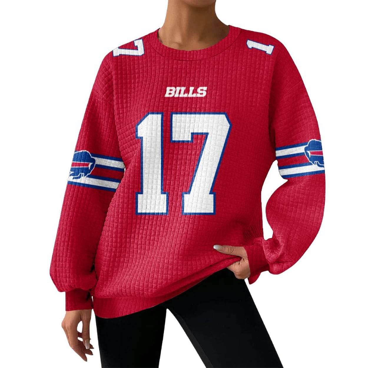 Buffalo Josh Allen 17 Waffle Sweatshirt Buffalo Josh Allen 17 Waffle Sweatshirt