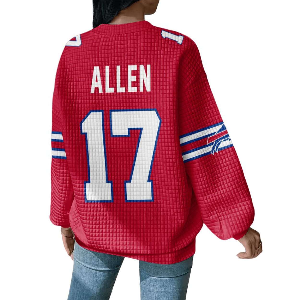 Buffalo Josh Allen 17 Waffle Sweatshirt Buffalo Josh Allen 17 Waffle Sweatshirt
