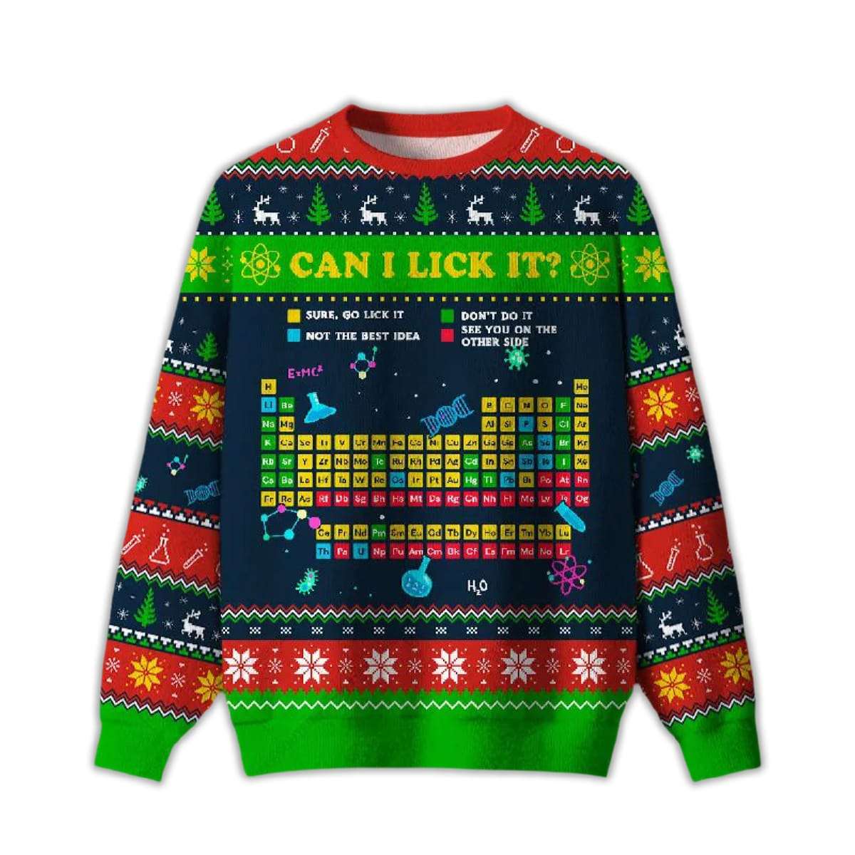 Can I Lick It Periodic Table Ugly Christmas Sweater Can I Lick It Periodic Table Ugly Christmas Sweater