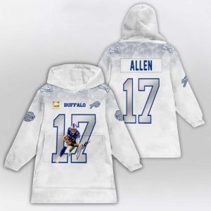 Captain Josh Allen 17 Bills Rivalries Cold Front Signature Blanket Hoodie
