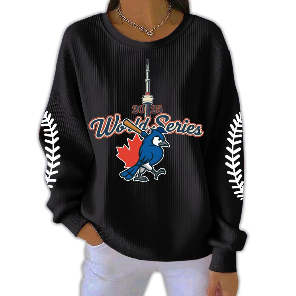 2025 Blue Jays World Series Pit Striped Sweatshirt Blue Jays 2025 World Series Pit Striped Sweatshirt