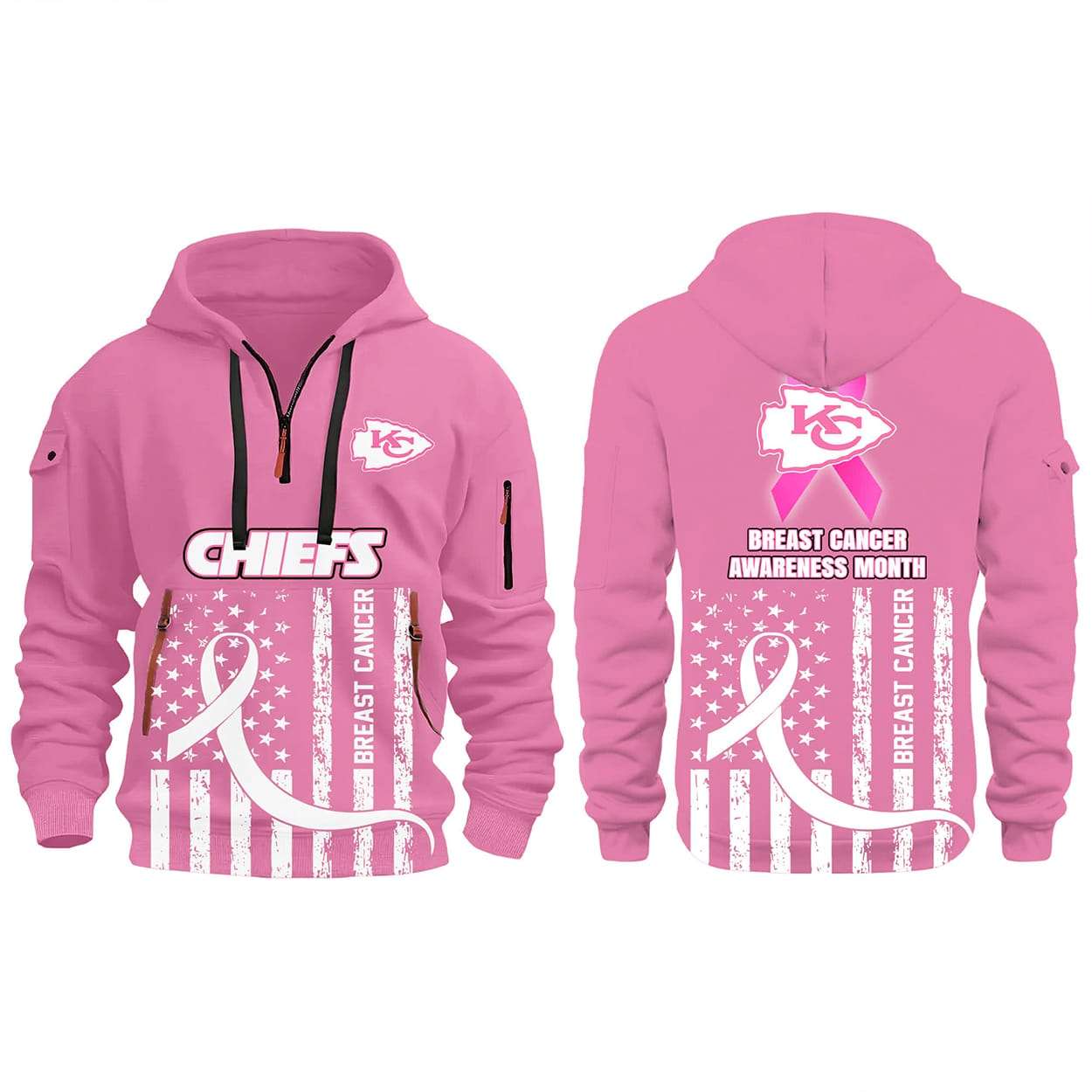 Chiefs 2025 Breast Cancer Awareness Zip Hoodie Chiefs 2025 Breast Cancer Awareness Zip Hoodie
