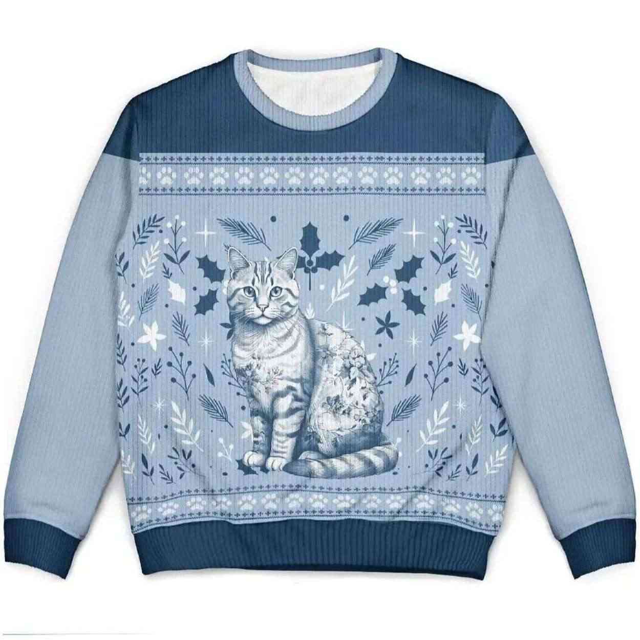 Chinoiserie Toile De Jouy Cat Ugly Christmas Sweater Chinoiserie Toile De Jouy Cat Ugly Christmas Sweater