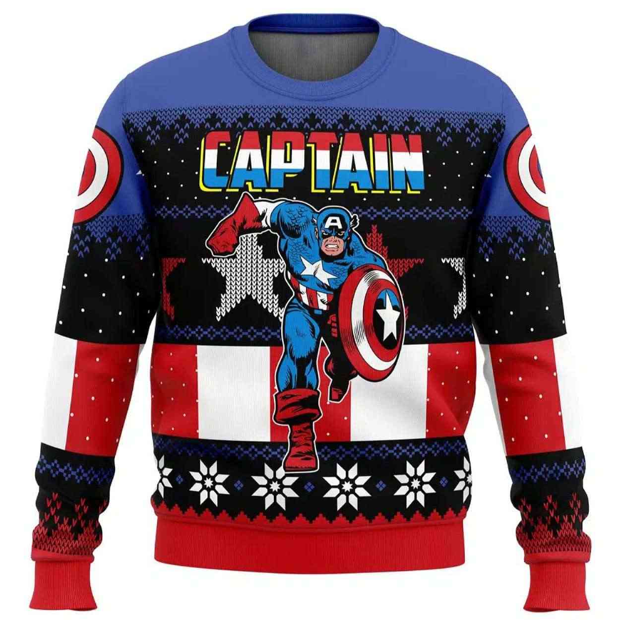 Christmas Captain America Marvel Comics Ugly Christmas Sweater Christmas Captain America Marvel Comics Ugly Christmas Sweater