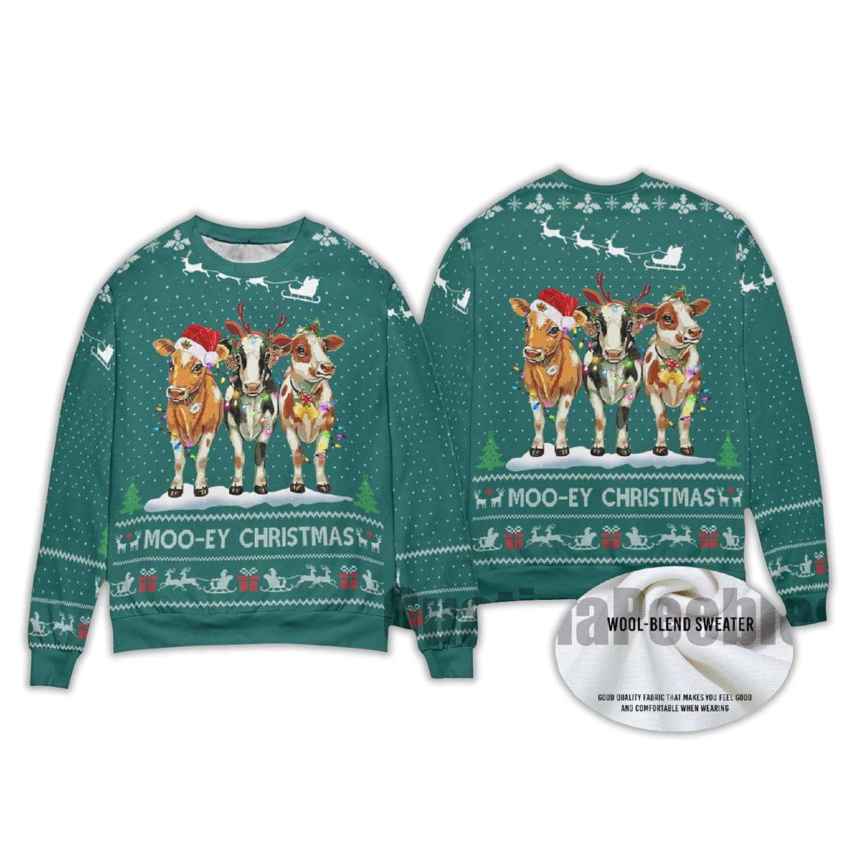 2025 Cow Mooey Christmas Ugly Sweater 2025 Cow Mooey Christmas Ugly Sweater