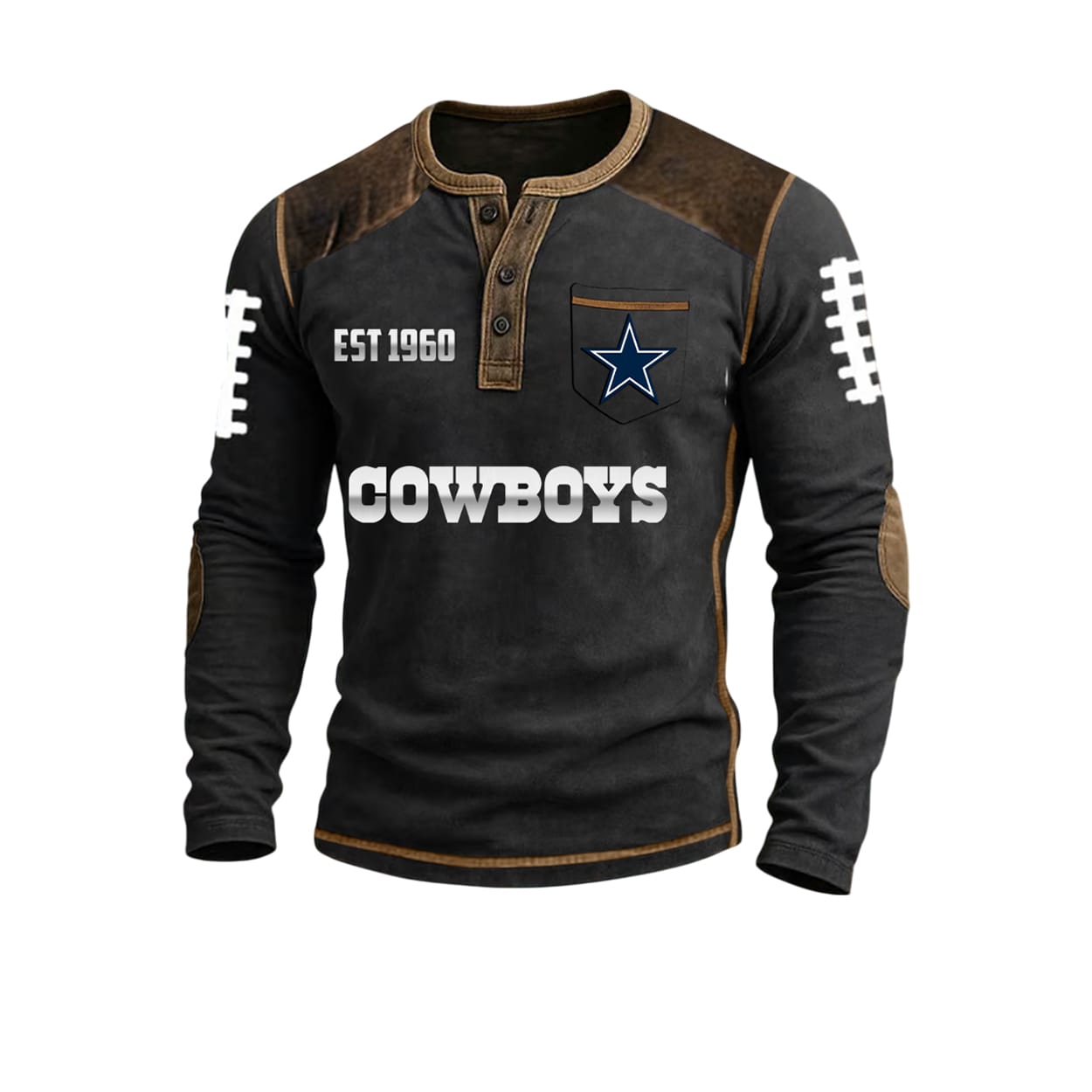 Cowboys Est 1960 Henley Shirt Cowboys Est 1960 Henley Shirt