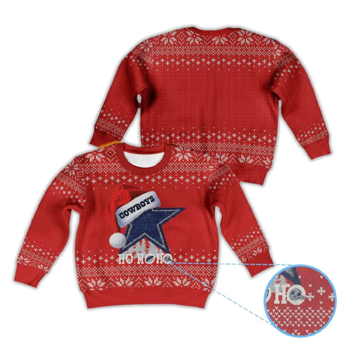 Cowboys Star Santa Hat Ho Ho Ho Ugly Christmas Sweater Cowboys Star Santa Hat Ho Ho Ho Ugly Christmas Sweater