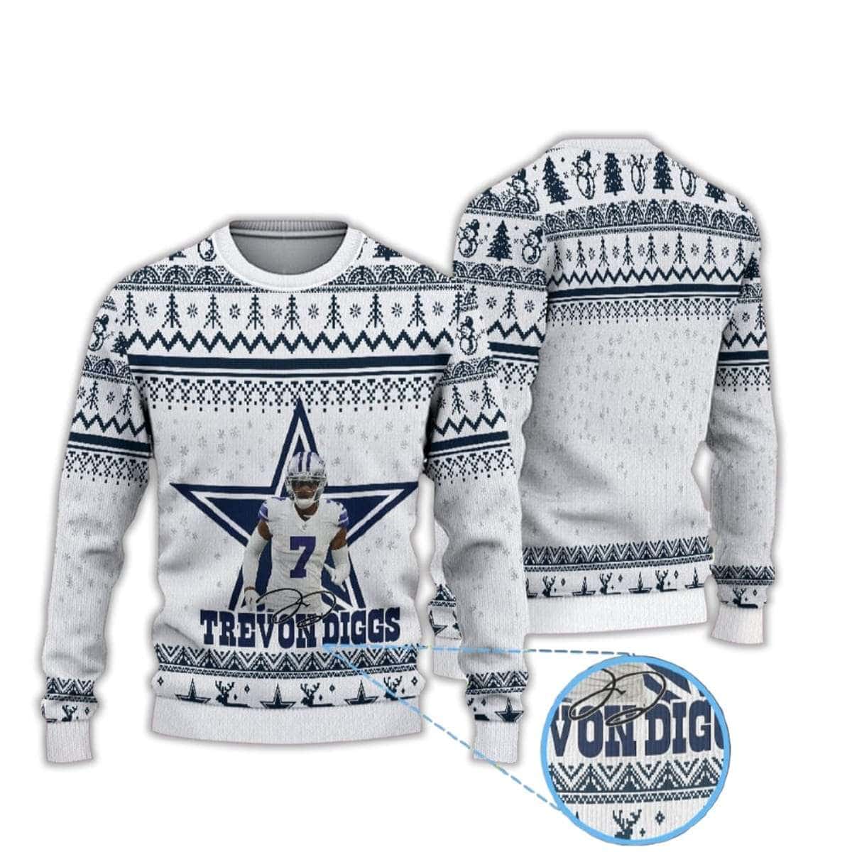Cowboys Trevon Diggs Ugly Christmas Sweater Cowboys Trevon Diggs Ugly Christmas Sweater