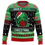 2025 Cthulhu Have A Dice Dungeons & Dragons Ugly Christmas Sweater