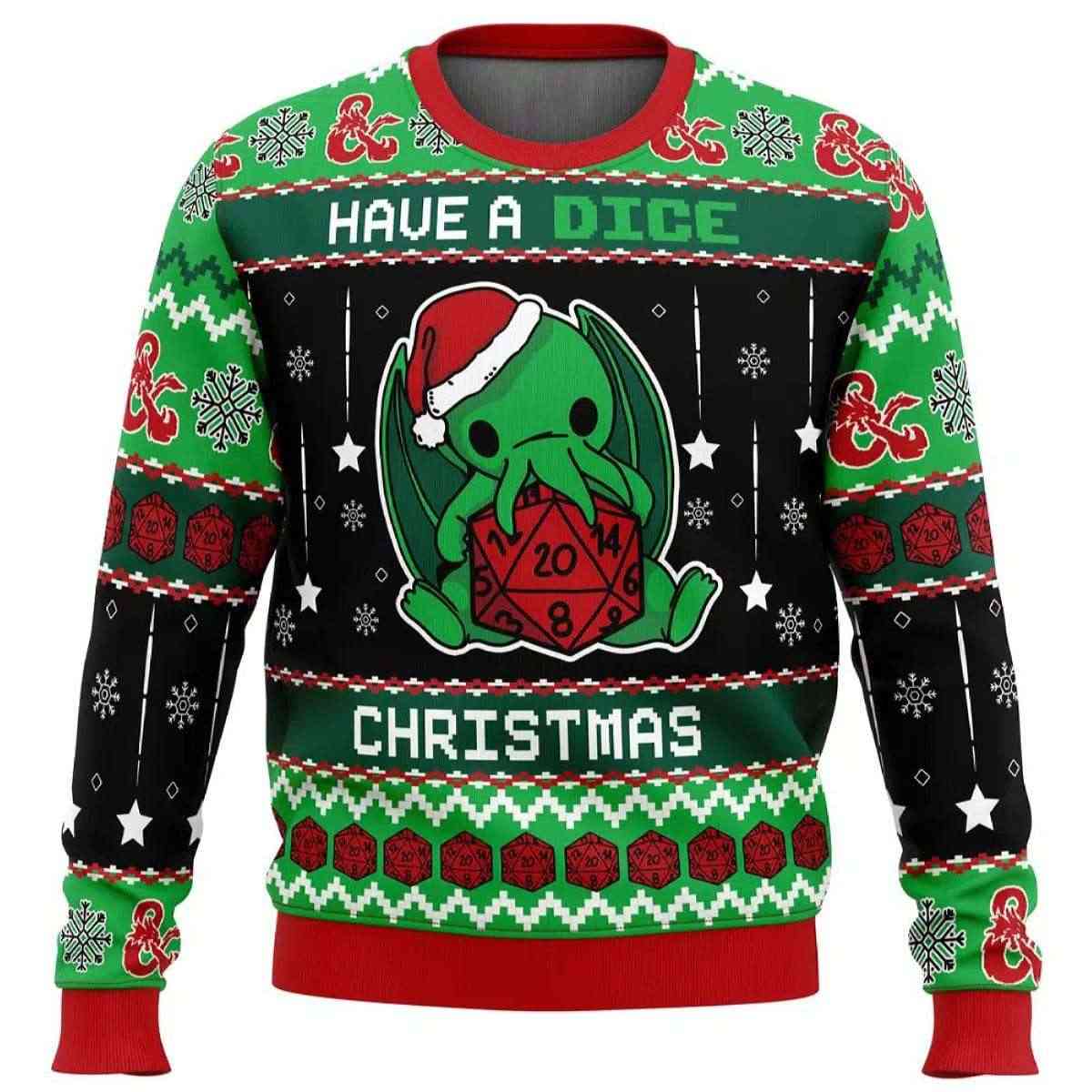 Cthulhu Have A Dice Dungeons Dragons Ugly Christmas Sweater Cthulhu Have A Dice Dungeons & Dragons Ugly Christmas Sweater