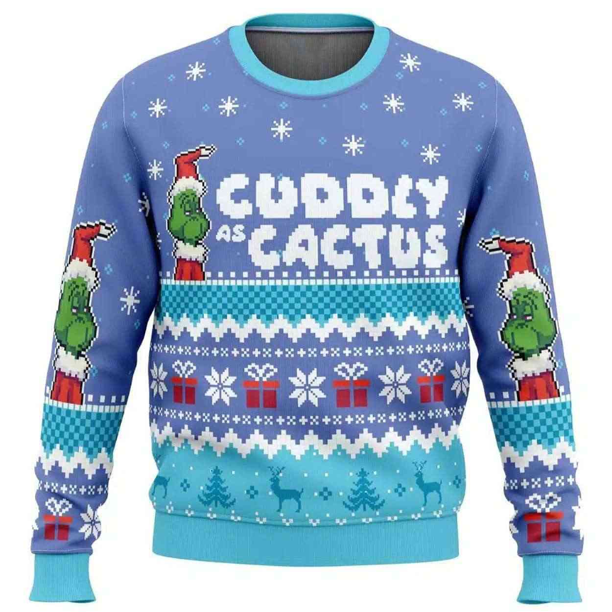 Cuddly as a Cactus Grinch Ugly Christmas Sweater Cuddly as a Cactus Grinch Ugly Christmas Sweater