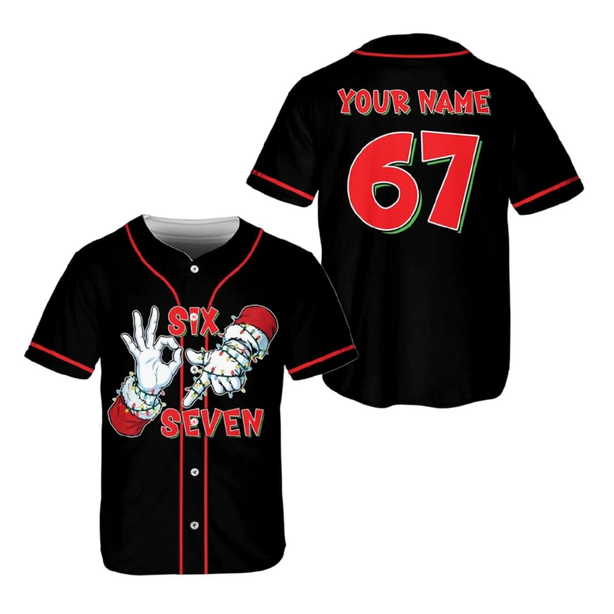 Custom Santa Says Six Seven Christmas Baseball Jersey Custom Santa Says Six Seven Christmas Baseball Jersey