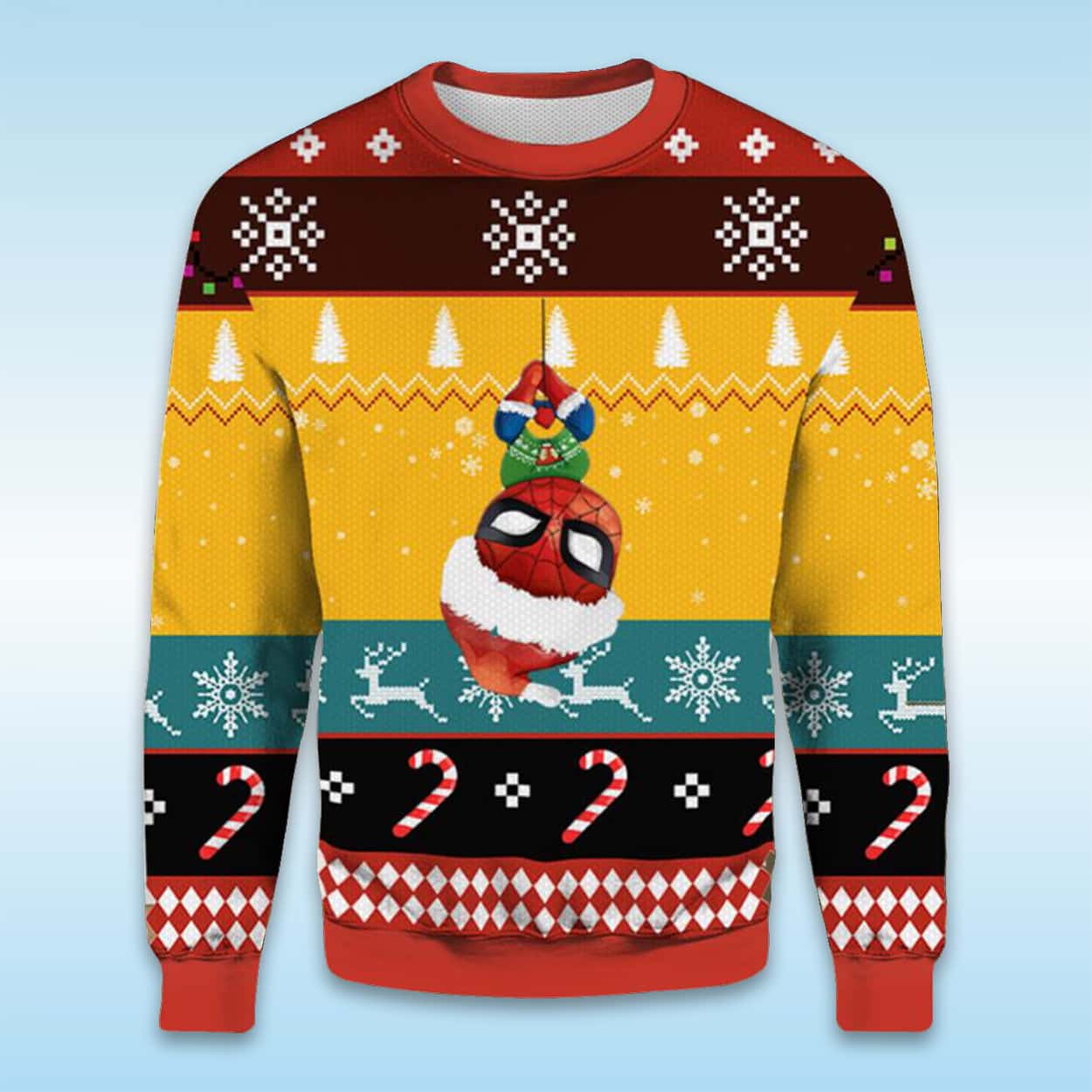 2025 Cute Chibi Spider Man Ugly Christmas Sweater 2025 Cute Chibi Spider Man Ugly Christmas Sweater