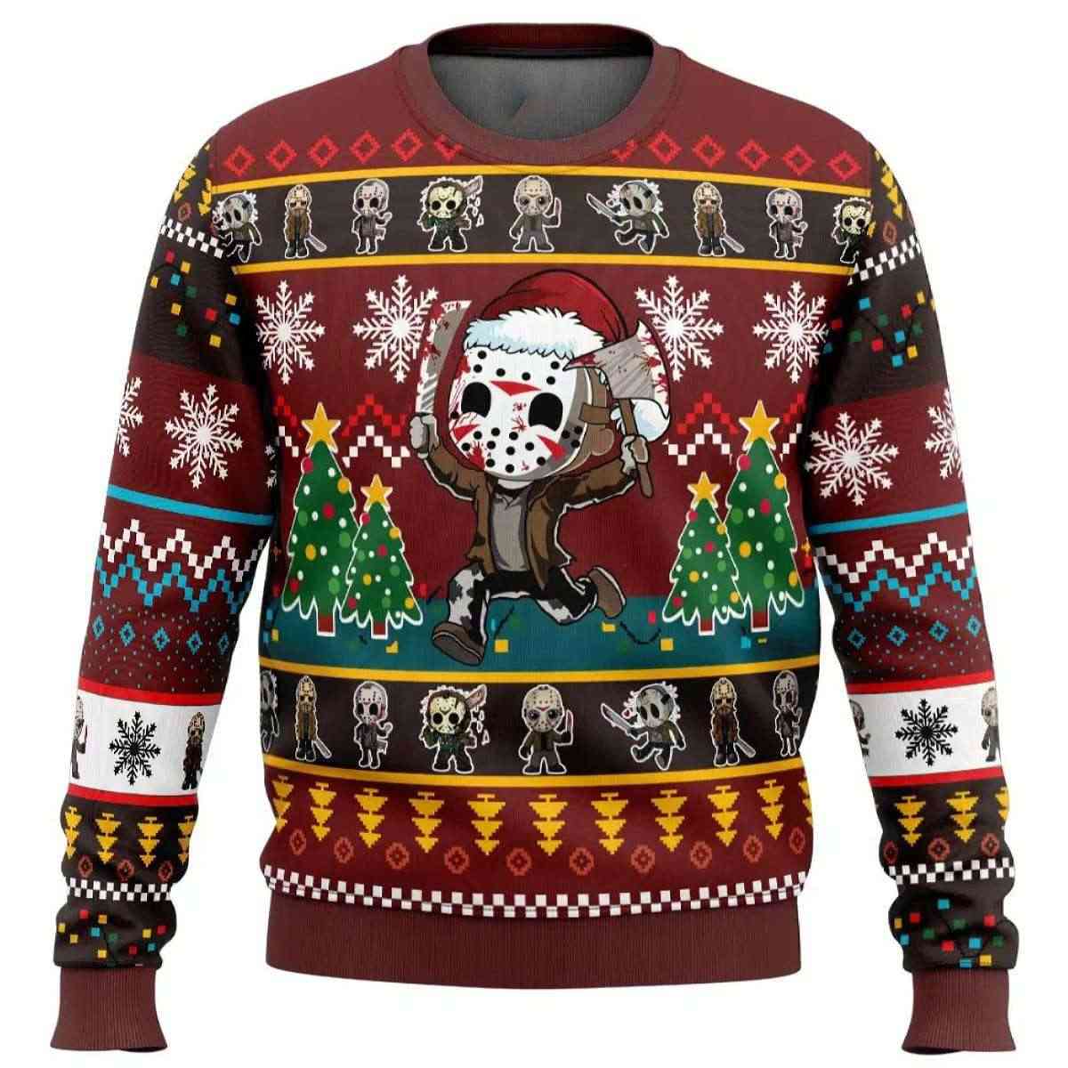 Cute Jason Friday the 13th Ugly Christmas Sweater Cute Jason Friday the 13th Ugly Christmas Sweater