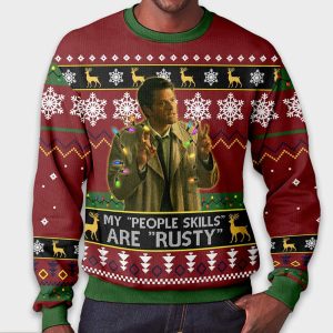 Misha Collins My People Skills Ugly Christmas Sweater1