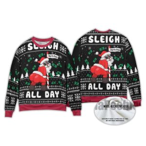 2025 Sleigh All Day Santa Dancing North Pole Ugly Sweater 2 Sleigh All Day Santa Dancing North Pole Ugly Sweater2