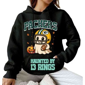 2025 Packers Haunted By 13 Rings Waffle Hoodie