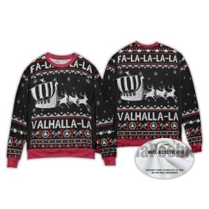 FA La La Valhalla Viking Ship Ugly Christmas Sweater