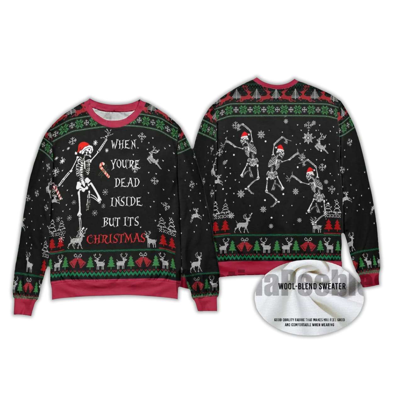 Dancing Santa Skeleton Christmas Ugly Sweater Dancing Santa Skeleton Christmas Ugly Sweater