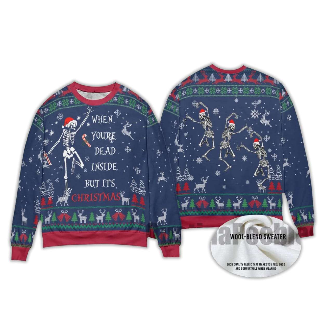 2025 Dancing Santa Skeleton Christmas Ugly Sweater 2025 Dancing Santa Skeleton Christmas Ugly Sweater