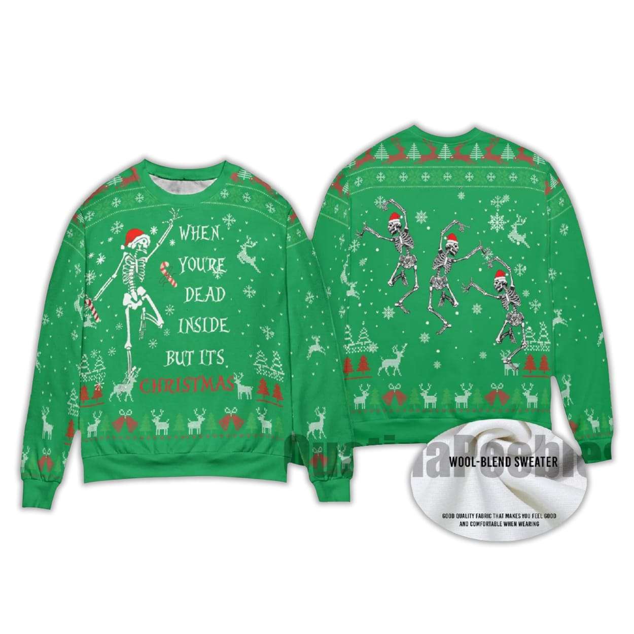 2025 Dancing Santa Skeleton Christmas Ugly Sweater 2025 Dancing Santa Skeleton Christmas Ugly Sweater