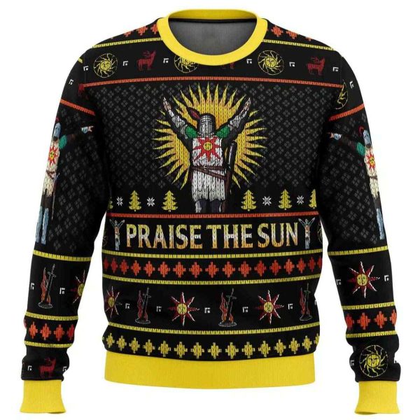 2025 Dark Souls Praise the Sun Ugly Christmas Sweater
