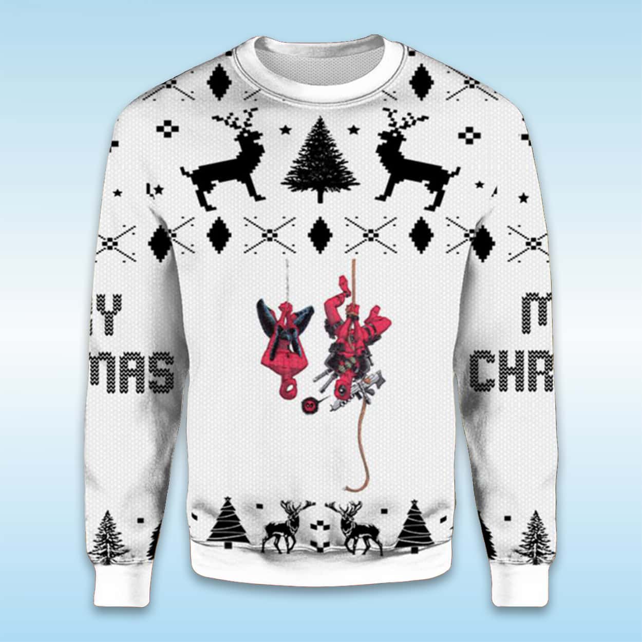 2025 Deadpool And Spider Man Ugly Christmas Sweater 2025 Deadpool And Spider Man Ugly Christmas Sweater