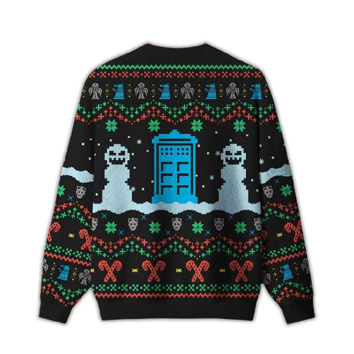 2025 Doctor Who Black Ugly Christmas Sweater 2025 Doctor Who Black Ugly Christmas Sweater
