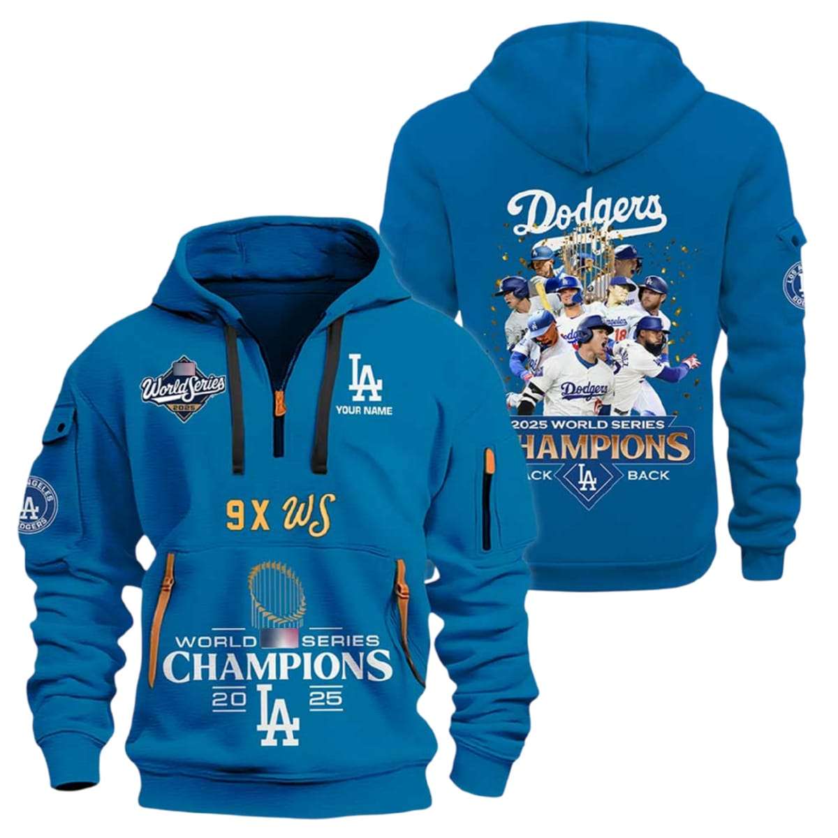 Dodgers 9X World Series Champions 2025 Quarter Zip Hoodie Dodgers 9X World Series Champions 2025 Quarter Zip Hoodie