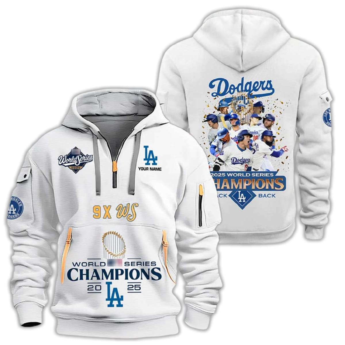 Dodgers 9X World Series Champions 2025 Quarter Zip Hoodie Dodgers 9X World Series Champions 2025 Quarter Zip Hoodie