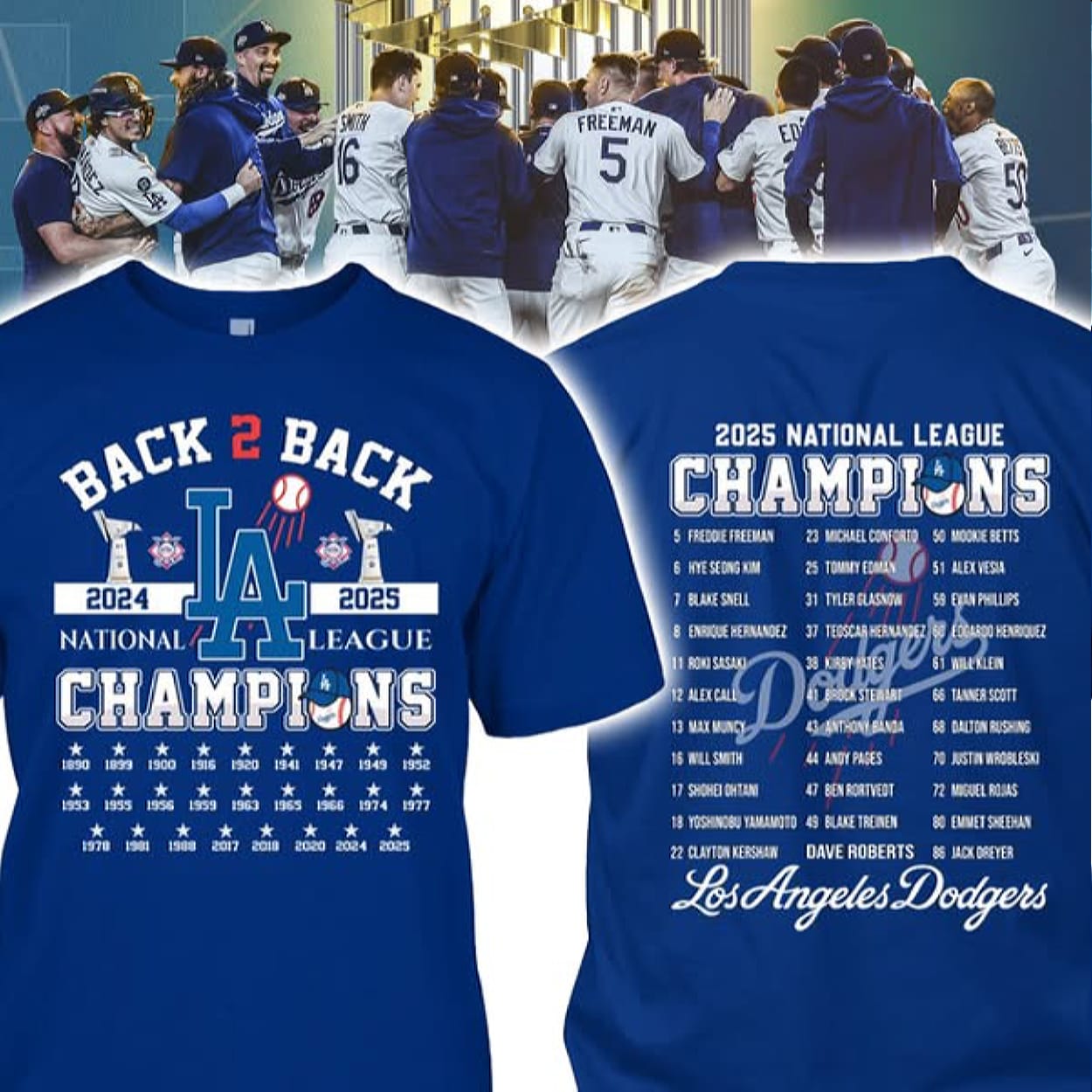 Dodgers B2B 2024 2025 National League Champions Shirt 1 Dodgers B2B 2024-2025 National League Champions Shirt