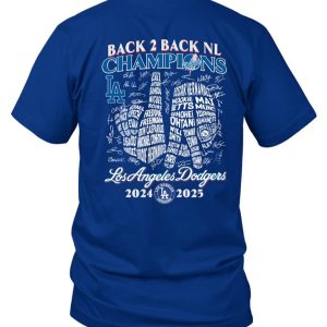 Dodgers Back 2 Back NL Champions Two Sided Shirt2
