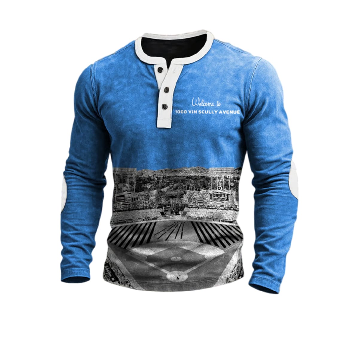 Dodgers Welcome To 1000 Vin Scully Avenue Print Henley Shirt Dodgers Welcome To 1000 Vin Scully Avenue Print Henley Shirt