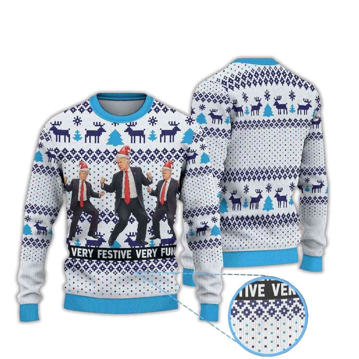Donald Trump Dancing Santa Hat Very Festive Very Fun Ugly Christmas Sweater Donald Trump Dancing Santa Hat Very Festive Very Fun Ugly Christmas Sweater