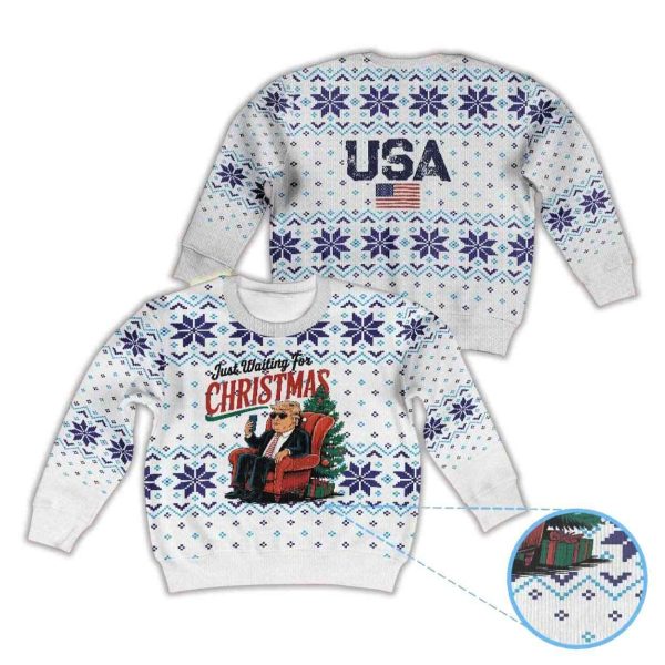 Donald Trump Just Waiting for Christmas Ugly Christmas Sweater