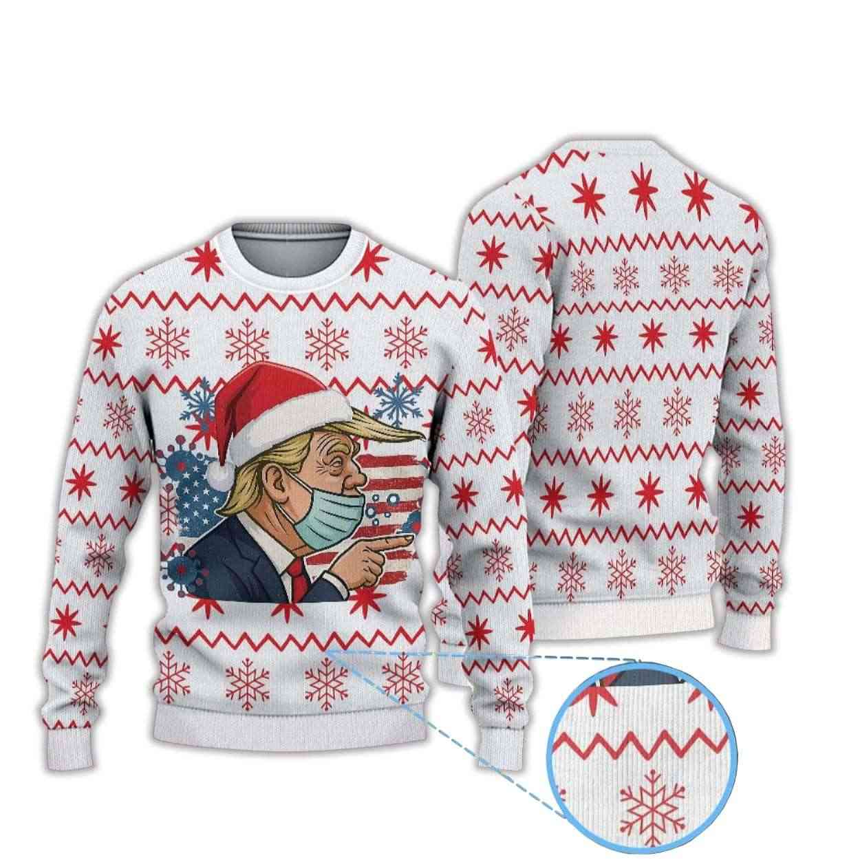 Donald Trump Santa Hat Face Mask American Flag Ugly Christmas Sweater Donald Trump Santa Hat Face Mask American Flag Ugly Christmas Sweater