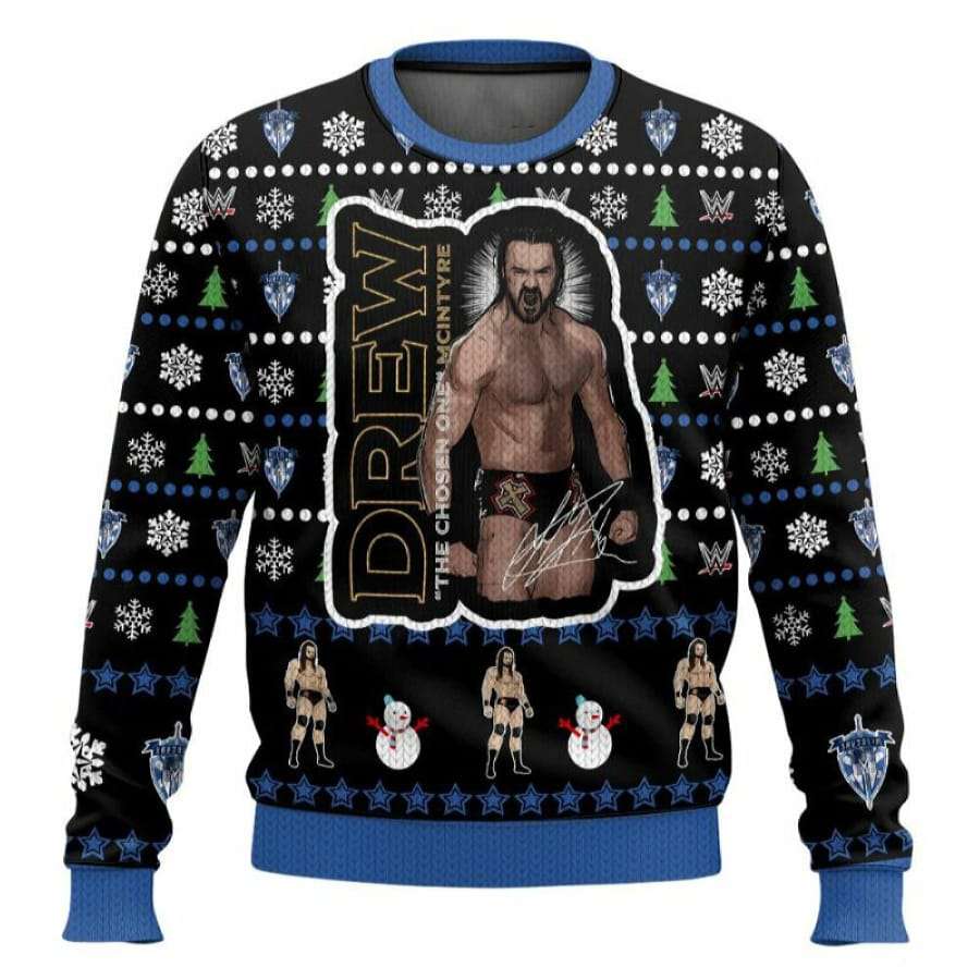Drew Mcintyre The Chosen One WWE Ugly Christmas Sweater Drew Mcintyre The Chosen One WWE Ugly Christmas Sweater