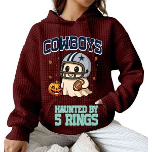 2025 Cowboys Haunted By 5 Rings Waffle Hoodie1