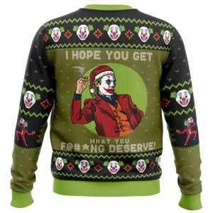 2025 I Hope You Get What You Deserve Joker DC Comics Ugly Christmas Sweater 1 I Hope You Get What You Deserve Joker DC Comics Ugly Christmas Sweater1