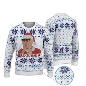 Bad Bunny In Santa Hat Ugly Christmas Sweater