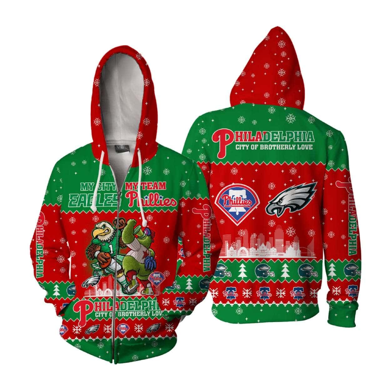 Eagles Phillies My City My Team Christmas Hoodie Eagles Phillies My City My Team Christmas Hoodie
