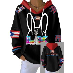 Womens Bunny Football Music Lover Printed Hoodie1