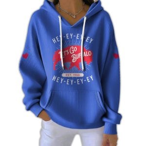 Hey Ey Ey Ey Let’s Go Buffalo Est 1960 Pit Striped Hoodie