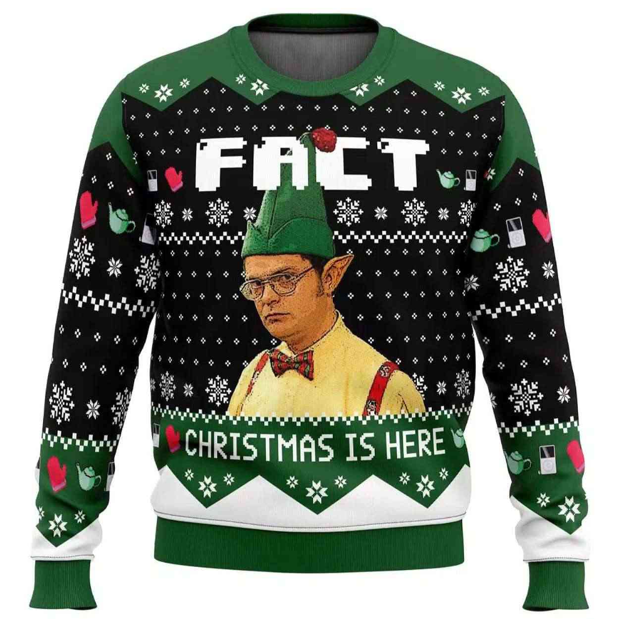 Fact Christmas Is Here The Office Ugly Christmas Sweater Fact Christmas Is Here The Office Ugly Christmas Sweater