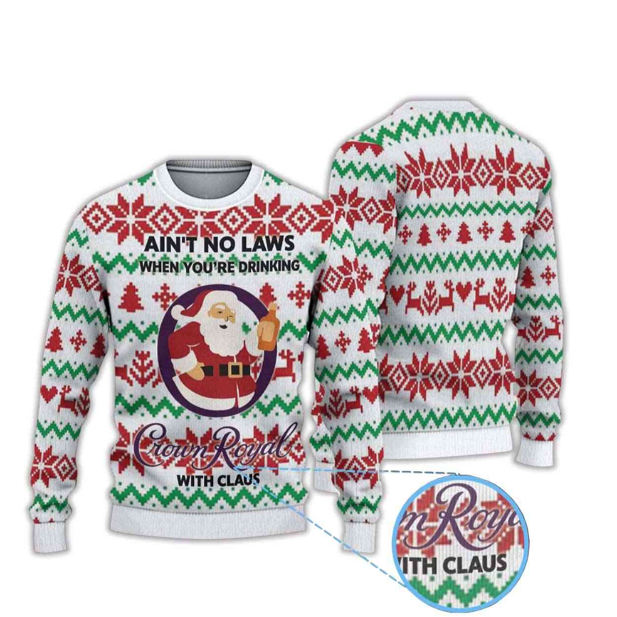 Fair Isle Santa Crown Royal Ugly Christmas Sweater Fair Isle Santa Crown Royal Ugly Christmas Sweater