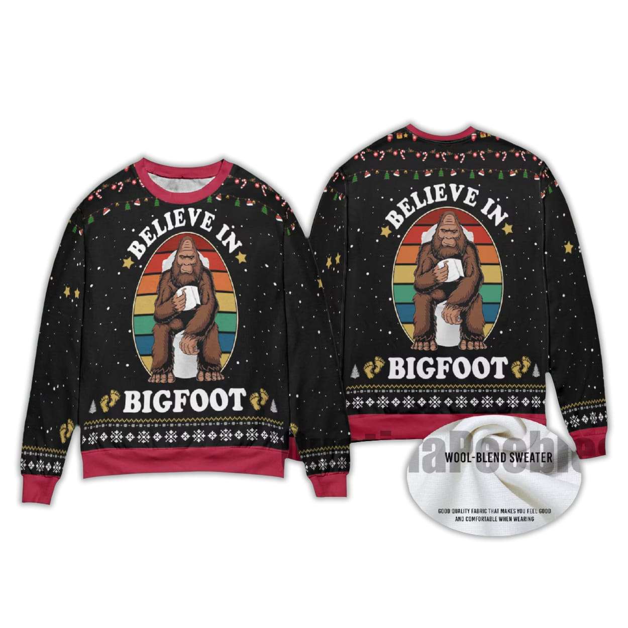 Funny Bigfoot Toilet Christmas Ugly Sweater Funny Bigfoot Toilet Christmas Ugly Sweater