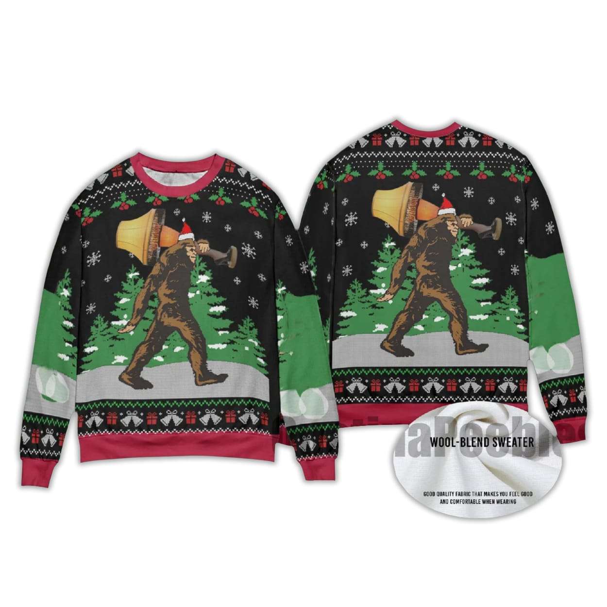 Funny Bigfoot With A Major Award Christmas Ugly Sweater Funny Bigfoot With A Major Award Christmas Ugly Sweater