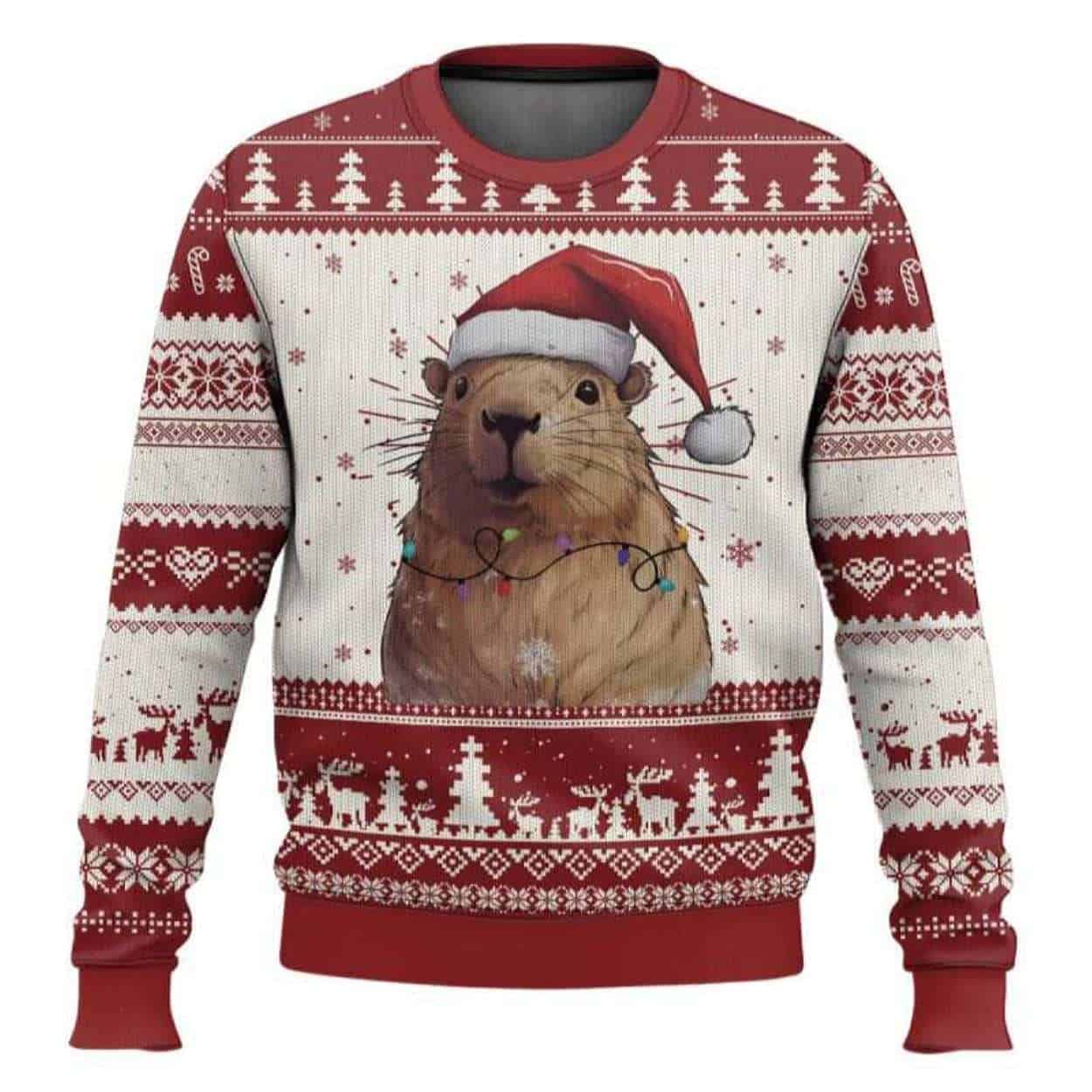 Funny Santa Capy Meme Ugly Christmas Sweater Funny Santa Capy Meme Ugly Christmas Sweater