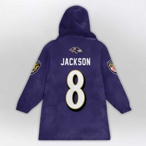 Jackson 8 Ravens Nobody Cares Work Harder Blanket Hoodie2
